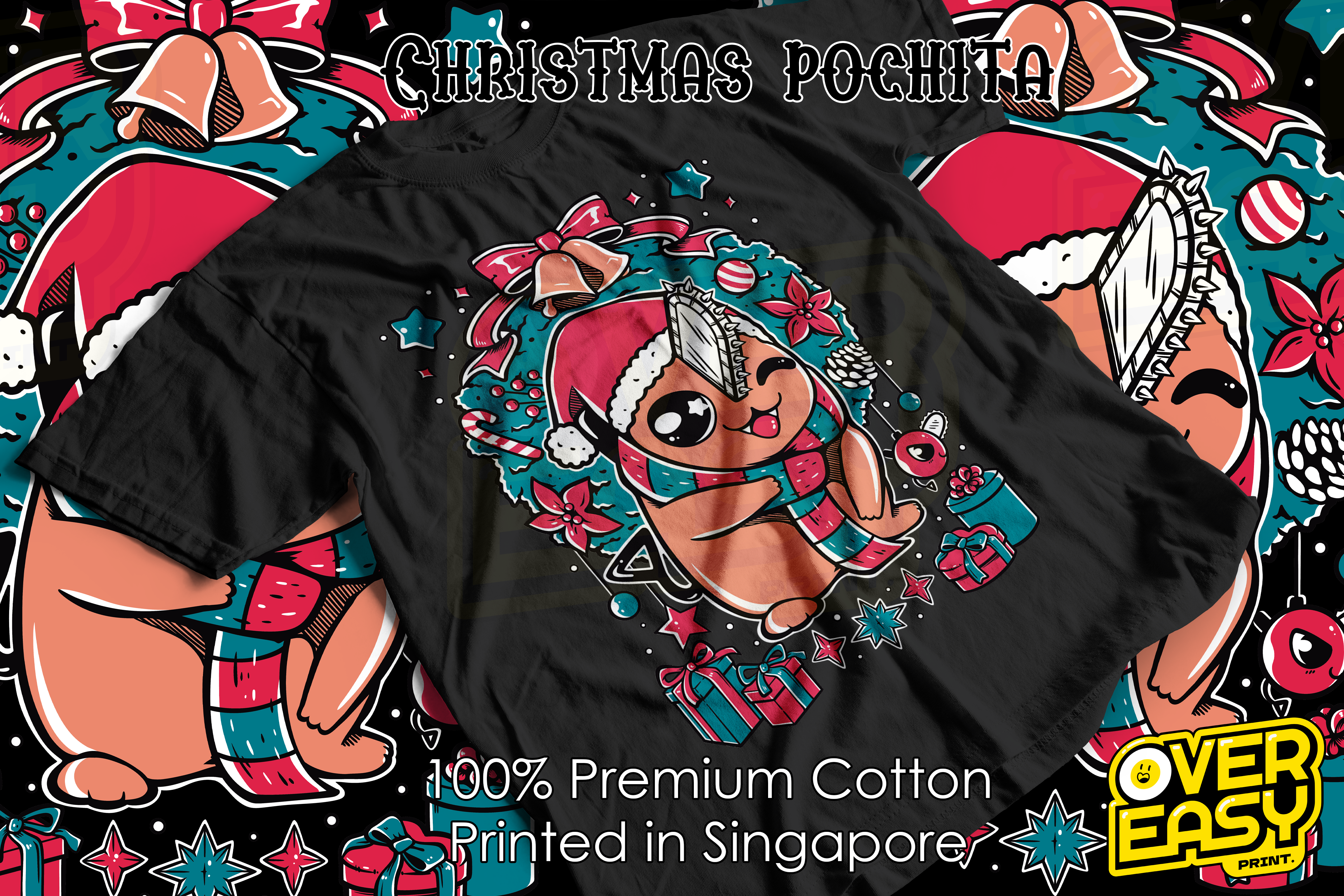 Christmas Pochita Chainsaw Man Anime Fanart T-Shirt