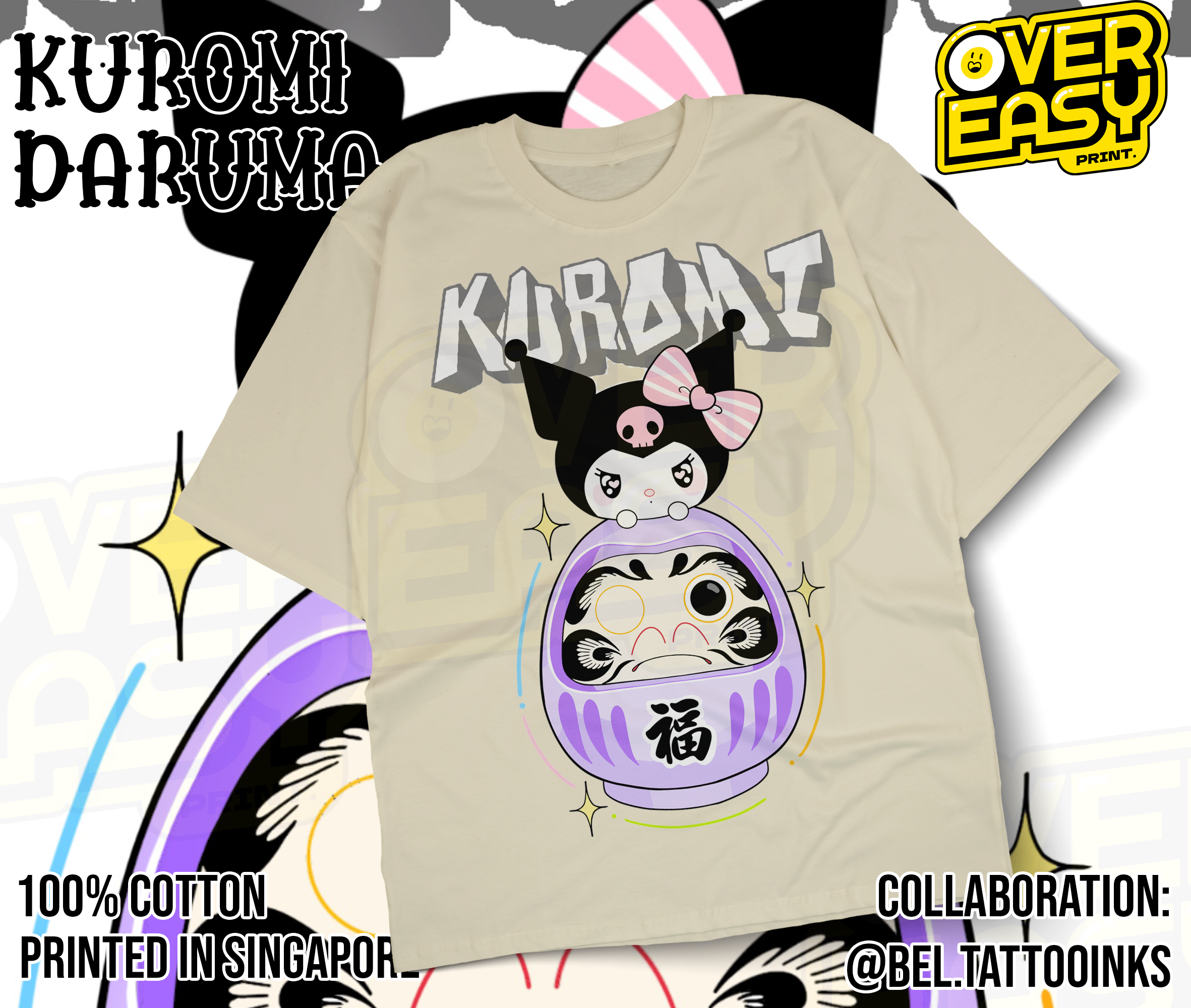 Collab - Kuromi Daruma Fanart T-Shirt (@Bel.TattooInks)