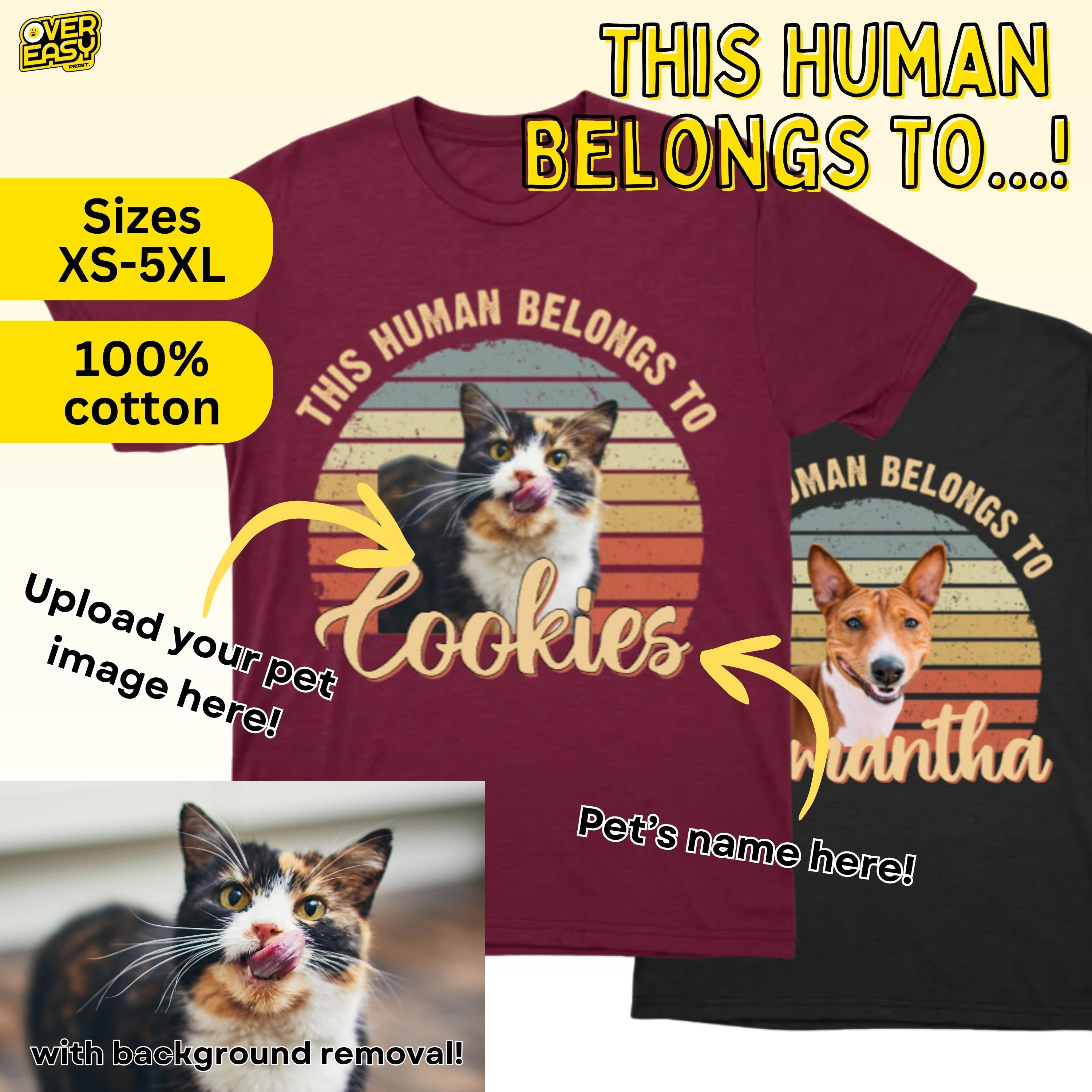This Human Belongs To Pet Image Upload Custom Unisex T-Shirt